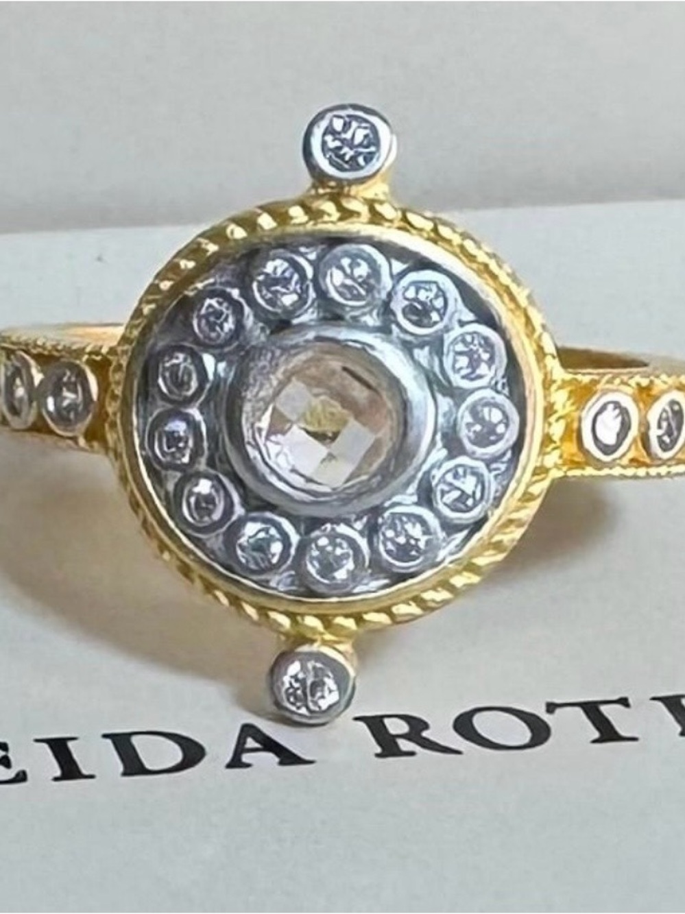 Freida Rothman Nautical Button Statement Ring 9.25 Sterling Silver